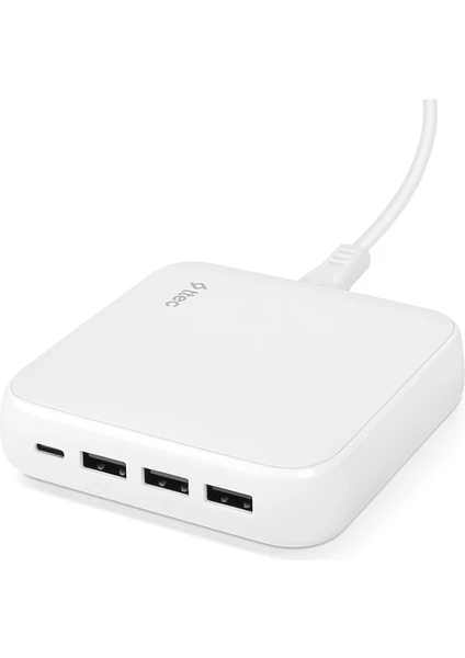 SmartCharger Quattro GaN 65W PD Seyahat Hızlı Şarj Aleti Usb-C + 3 Usb-A MacBook, iPhone, akıllı telefonlar, tabletler ve daha fazlası için