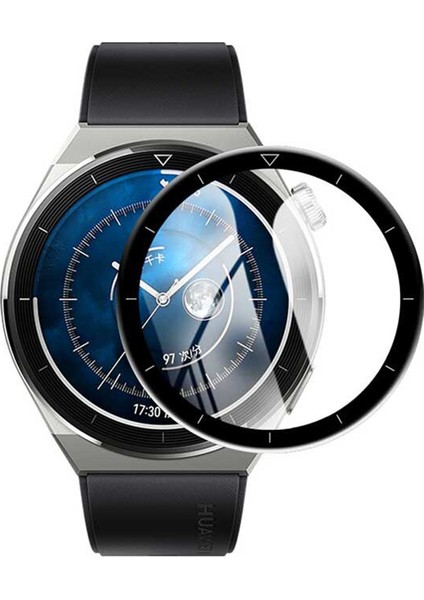 Huawei Watch Gt3 Pro 46 mm Tam Kaplayan Kavisli Ekran Koruyucu 3D Pet Film Zr - Siyah