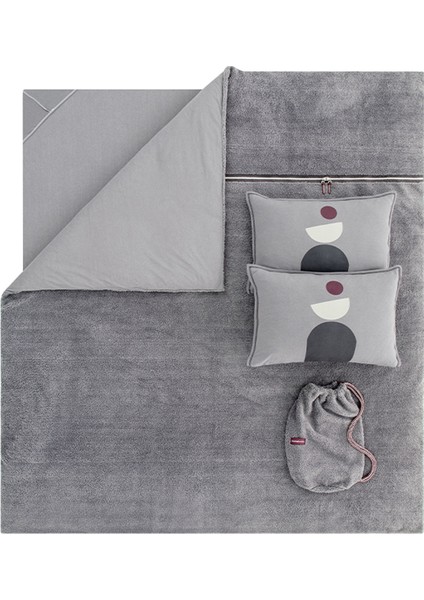 Bedding Coverme Quadro Tek Kişilik Battaniye Nevresim Takımı - Gri