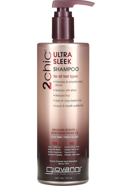 2chic Ultra Sleek Brezilya Keratin Ve Argan Yağlı Şampuan 710ml