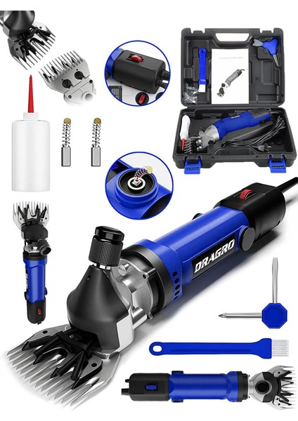 Alman 4200 W Devir Ayarli Bakir Sargili Çelik Şanzuman Koyun Keçi Kirkma Makinesi -Mavi 4200w-Mavi-Koyun-Kırpma-Makinesi