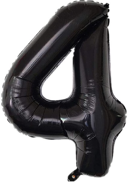 4 Dört Siyah Rakam Folyo Balon 34" Inc 82 cm