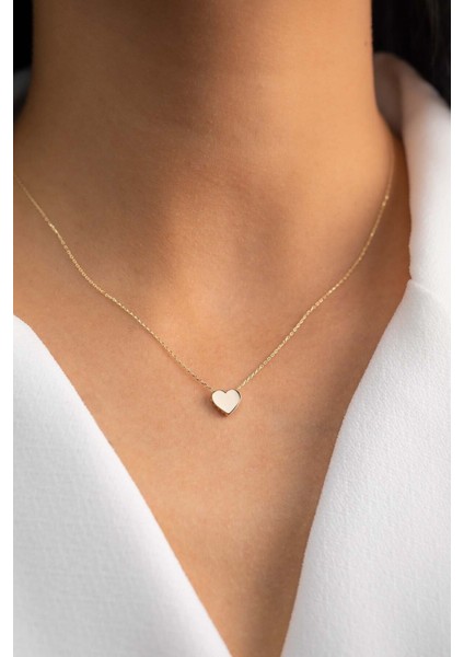 Altın Kaplama Taşsız Kalp Kolye