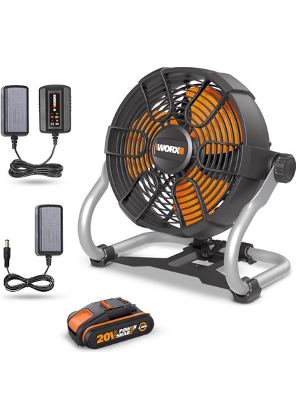 WX095 20 VOLT 2.0AH. Li-Ion 242 MM Profesyonel Hibrit Şantiye Fanı Vantilatör