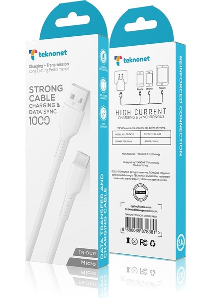 TN-DC11 2.4A Plastik 100 cm Micro Şarj ve Data Kablosu fiyatları