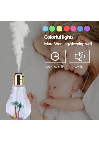 Ampul Hava Nemlendirici LED Gece Lambası Uçucu Yağ Difüzörü Soğuk Mist Ampul Mini Aroma Difüzör Aroma Difüzör Püskürtücü(Yurt Dışından)