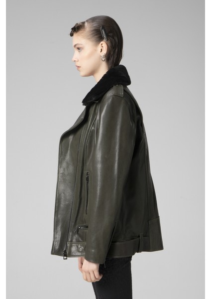 WM020 Savaki Gerçek Deri Yaka Kürklü Kadın Mont fiyatları