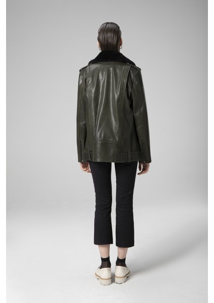 WM020 Savaki Gerçek Deri Yaka Kürklü Kadın Mont modelleri