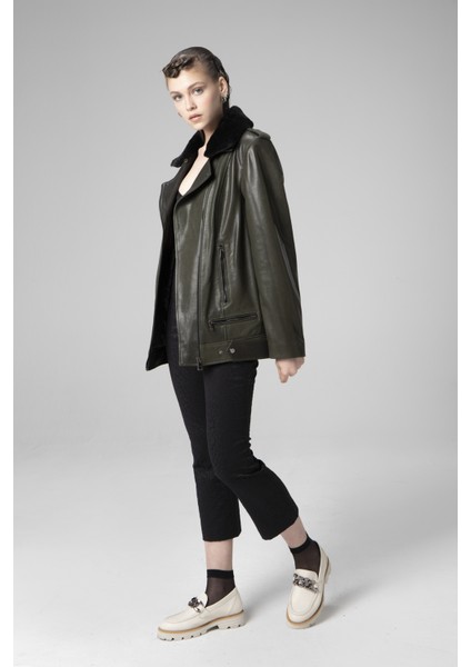 WM020 Savaki Gerçek Deri Yaka Kürklü Kadın Mont fırsatları