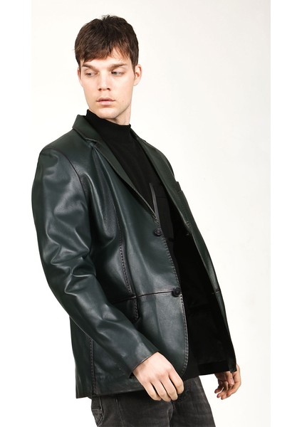 E2246 Gerçek Deri Erkek Blazer Ceket