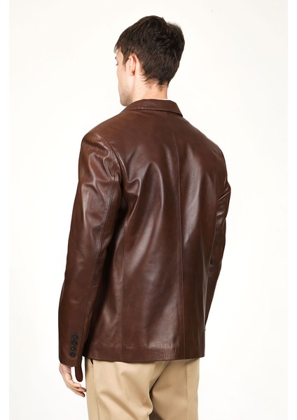 E2246 Gerçek Deri Erkek Blazer Ceket