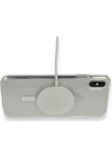 Iphone Xs Max Kılıf Kablosuz Şajlı Şeffaf Silikon Magsafe Şeffaf