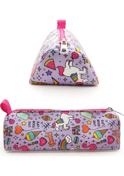 Kalem Kutusu Üçgen Unicorn Flamingo Vegan Jumbo Kalemlik fiyatları