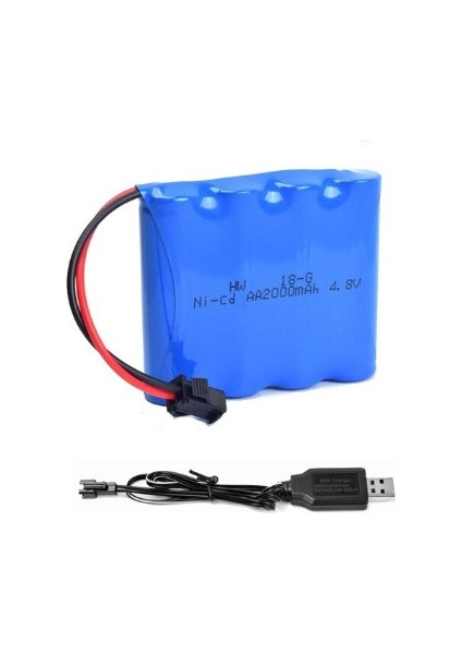 4.8 V 1800 Mah Oyuncak Araba Bataryası ve USB Şarj Kablosu