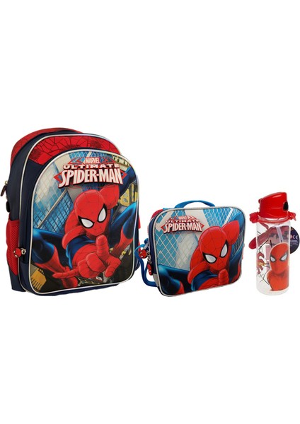 Spiderman Okul Çantası Beslenme Çantası Matara 3'lü Set