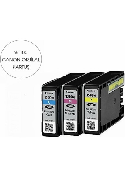 Canon Maxıfy PGI-1500 Mavi-Sarı-Kırmızı 3 Renk Kartuş Seti