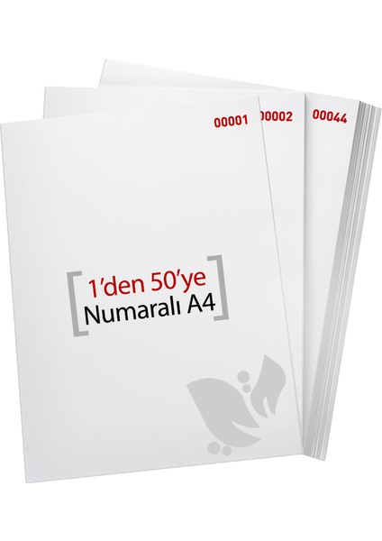 A4 Numaralı Kağıt 1-50 / 80 Gr
