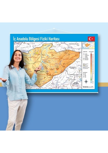 Iç Anadolu Bölgesi Fiziki Haritası 70X105