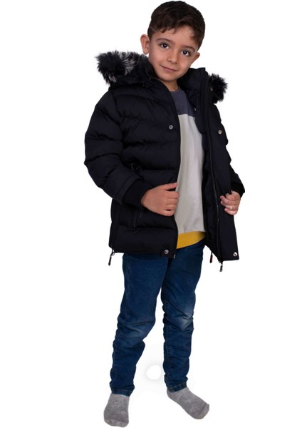 Kürklü Peluş Astarlı Çıkarılabilir Kapüşonlu Mont Erkek Çocuk Mont fırsatları