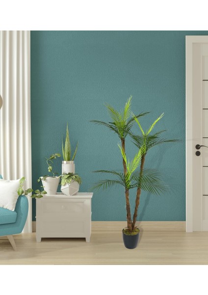 Yapay Ağaç Areka Palmiye 3katlı 3 Dal 18 Yaprak 130CM Salon Çiçeği Yapay Çiçek