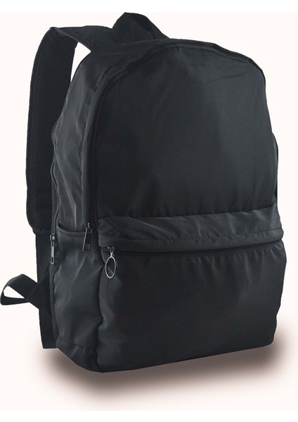 Unisex Paraşüt Kumaş Laptop ve Okul Günlük Sırt Çantası - Siyah