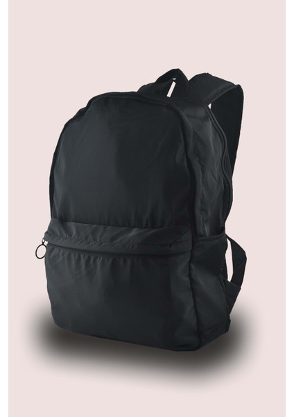 Unisex Paraşüt Kumaş Laptop ve Okul Günlük Sırt Çantası - Siyah