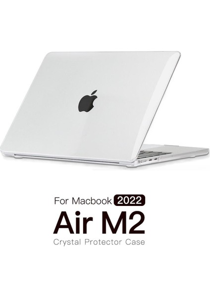 MacBook Air M2 13.6" 2022 A2681 Uyumlu Kılıf Koruyucu Kapak Parlak Şeffaf Tasarım Hava Kanallı