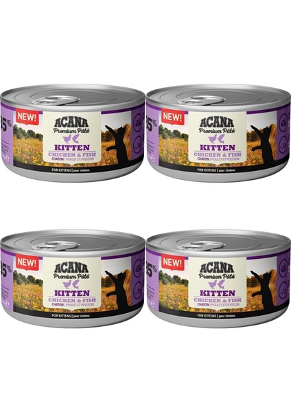 Premium Pate Ezme Tavuklu ve Balıklı Yavru Kedi Konservesi 85 gr x 4 Adet