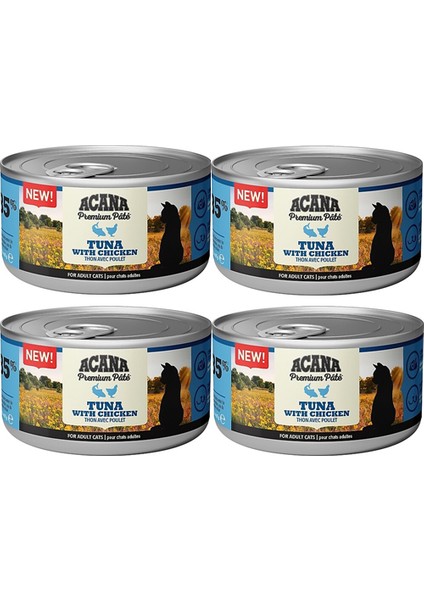 Premium Pate Ezme Tuna Balıklı ve Tavuklu Kedi Konservesi 85 gr x 4 Adet