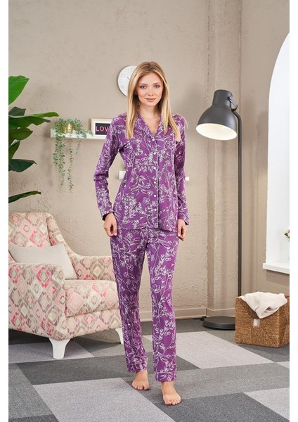 Kadın Önden Düğmeli Pijama Takımı 23504