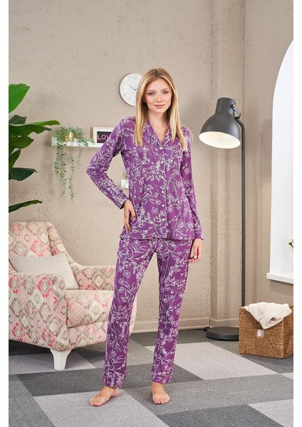 Kadın Önden Düğmeli Pijama Takımı 23504