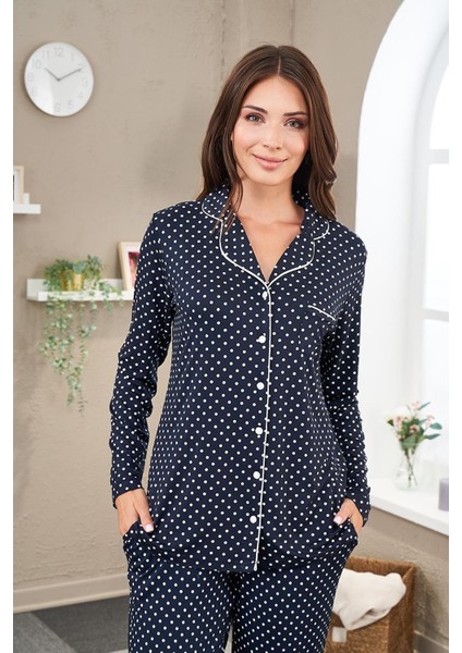 Kadın Önden Düğmeli Pijama Takımı 23517