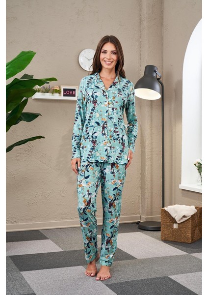 Kadın Önden Düğmeli Pijama Takımı 23515