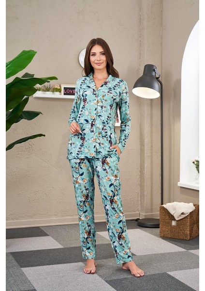 Kadın Önden Düğmeli Pijama Takımı 23515