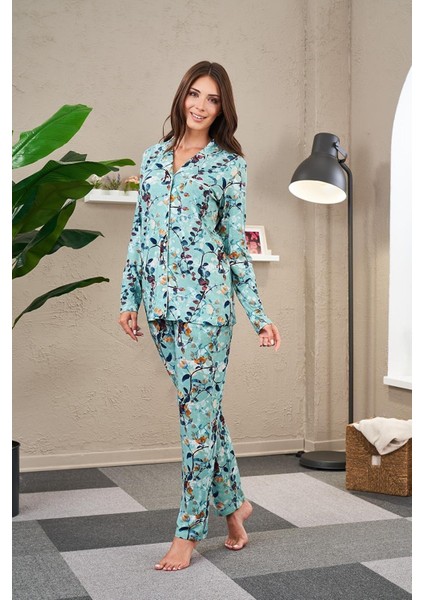 Kadın Önden Düğmeli Pijama Takımı 23515