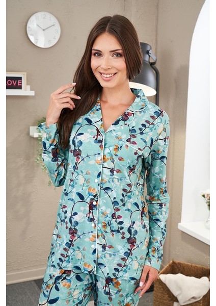 Kadın Önden Düğmeli Pijama Takımı 23515