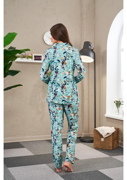 Kadın Önden Düğmeli Pijama Takımı 23515