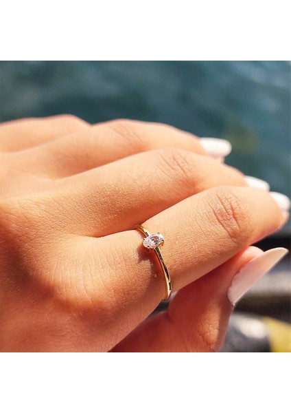 Altın Yüzük - 0.50CT Oval Sade Minimal Pırlanta(Signty Taşlı)14 Ayar Altın Tektaş-Pırlanta Oval Altın Tektaş Yüzük