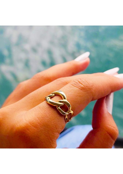 Taşsız Altın Yüzük - 14 Ayar Altın Zincir Taşsız Yüzük - Eşe, Anneler Gününe Hediye Altın Yüzük fiyatları