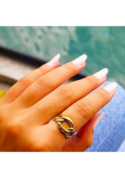 Taşsız Altın Yüzük - 14 Ayar Altın Zincir Taşsız Yüzük - Eşe, Anneler Gününe Hediye Altın Yüzük modelleri