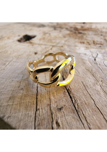 Taşsız Altın Yüzük - 14 Ayar Altın Zincir Taşsız Yüzük - Eşe, Anneler Gününe Hediye Altın Yüzük fırsatları