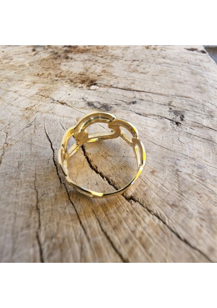 Taşsız Altın Yüzük - 14 Ayar Altın Zincir Taşsız Yüzük - Eşe, Anneler Gününe Hediye Altın Yüzük indirimleri