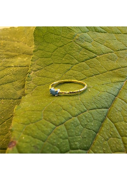 Altın Yüzük - 0,35CT Firuze Taşlı Dövülü Eskitme Minimal Tasarım 14 Ayar Altın Yüzük-Firuze Taşlı Tektaş Yüzük fiyatları