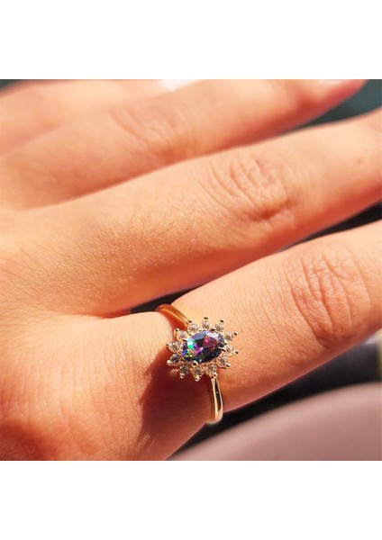 Altın Yüzük - 1,05CTALEKSANDRIT 0.30CT Pırlanta(Signty)Taşlı Anturajlı Vintage Tasarım Modern 14 Ayar Altın Yüzük