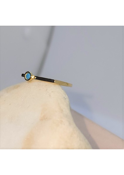 Altın Yüzük - 0,25CT Pırlanta Montörü(Firuze Taşlı)Kare Kol Tasarım 14 Ayar Altın Hediye Kadın Modern Tektaş Yüzük fırsatları