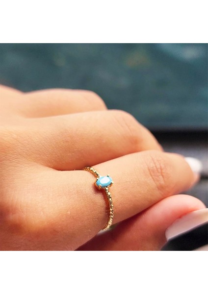 Altın Yüzük - 0,50CT Firuze Taşlı Dövülü Eskitme Tektaş 14 Ayar Altın Yüzük-Firuze Tektaş Hediye Altın Yüzük fırsatları