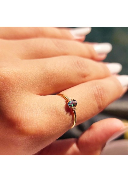 Altın Yüzük - 0,30CT Aleksandrit 0,10CT Pırlanta(Signty Taşlı)Minimal Oval Taşlı Tria Pırlanta 14 Ayar Altın Yüzük fiyatları