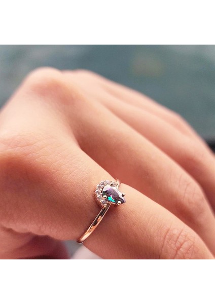 Damla Altın Yüzük - 14 Ayar Altın Damla 0.50 Ct Mistik Topaz Kadın Yüzük - Minimal, Hediyelik Yüzük fiyatları