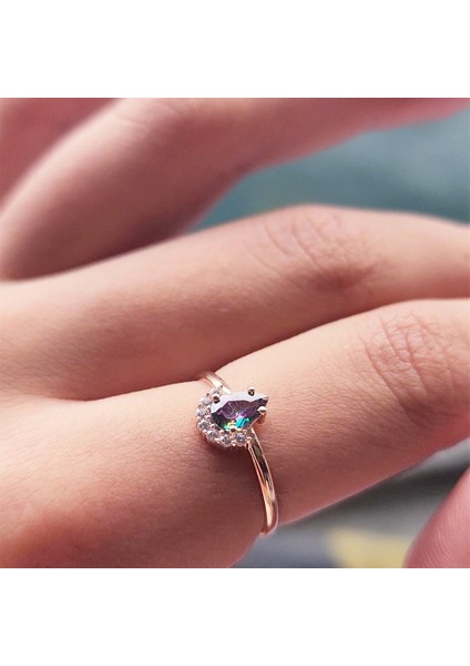 Damla Altın Yüzük - 14 Ayar Altın Damla 0.50 Ct Mistik Topaz Kadın Yüzük - Minimal, Hediyelik Yüzük modelleri