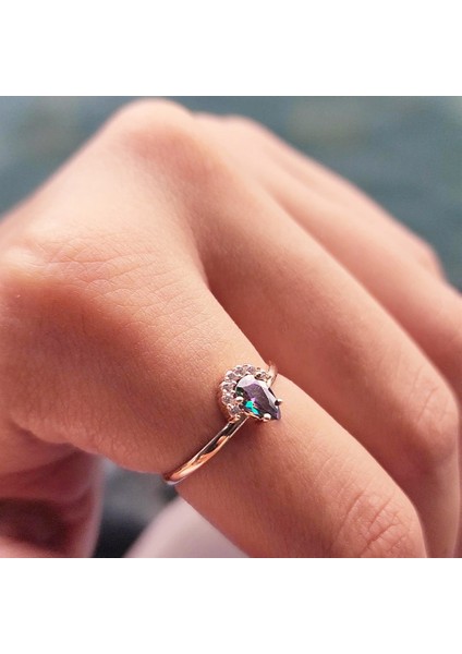 Damla Altın Yüzük - 14 Ayar Altın Damla 0.50 Ct Mistik Topaz Kadın Yüzük - Minimal, Hediyelik Yüzük fırsatları